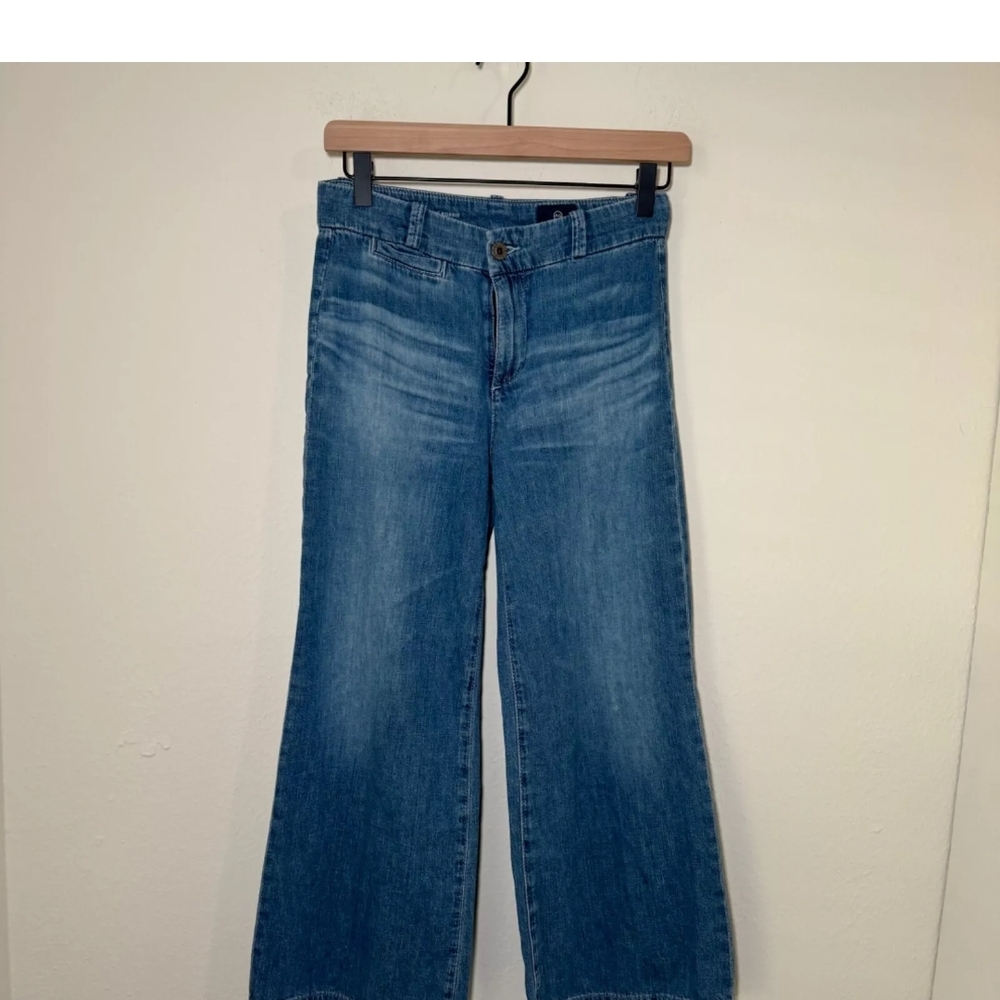 Ag Adriano Goldschmied The BOBBIE Wide Leg Cropped 24 R Blue Flare Jeans